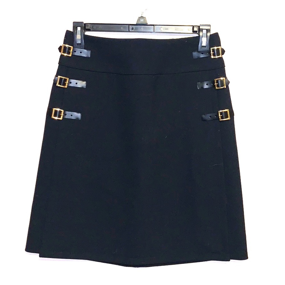 etcetera black double slits buckled pencil skirt M